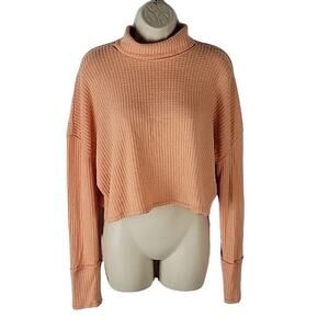 Wild Fable Long Sleeve Crop Turtleneck Knit Top, Pink Orange, Size M, NWT